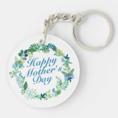 Elegant Happy Moederdag Floral Wreath Sleutelhange Sleutelhanger (Achterkant)