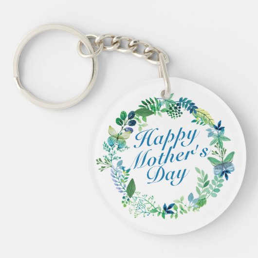 Elegant Happy Moederdag Floral Wreath Sleutelhange Sleutelhanger (Voorkant)