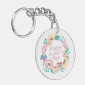 Elegant Happy Moederdag Floral Wreath Sleutelhange Sleutelhanger (Voorkant Links)