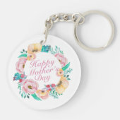 Elegant Happy Moederdag Floral Wreath Sleutelhange Sleutelhanger (Achterkant)