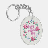 Elegant Happy Moederdag Floral Wreath Sleutelhange Sleutelhanger (Voorkant Links)