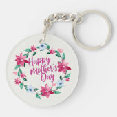 Elegant Happy Moederdag Floral Wreath Sleutelhange Sleutelhanger (Achterkant)