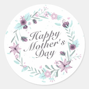 Elegant Happy Moederdag Floral Wreath Sticker