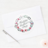 Elegant Happy Moederdag Floral Wreath Sticker (Envelop)