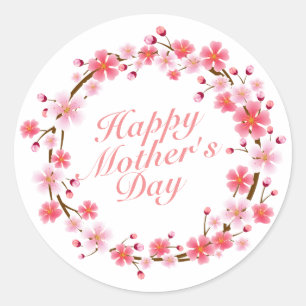 Elegant Happy Moederdag Floral Wreath Sticker