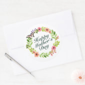 Elegant Happy Moederdag Floral Wreath Sticker (Envelop)