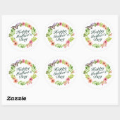 Elegant Happy Moederdag Floral Wreath Sticker (Vel)