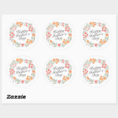 Elegant Happy Moederdag Floral Wreath Sticker (Vel)