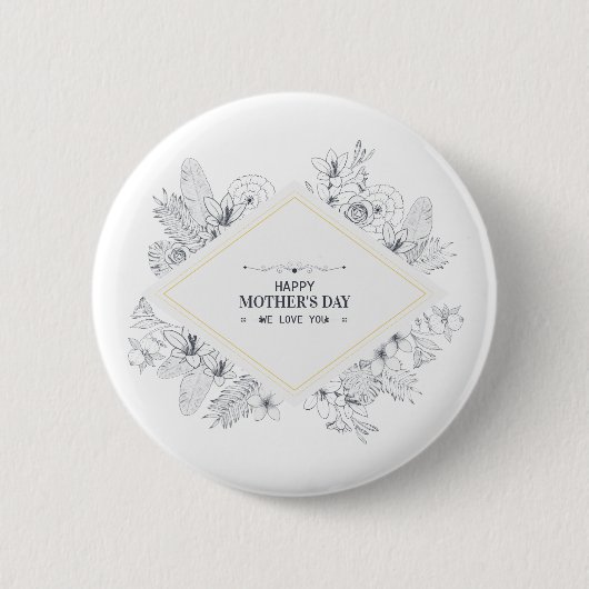 Elegant  Happy Moederdag | Pin-Button Ronde Button 5,7 Cm (Voorkant)