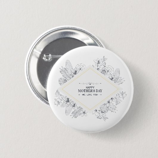 Elegant Happy Moederdag | Pin-Button Ronde Button 5,7 Cm (Voorkant /achterkant)