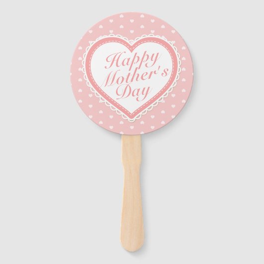 Elegant Happy Moederdag Pink Hearts Hand Fan Handwaaier (Achterkant)