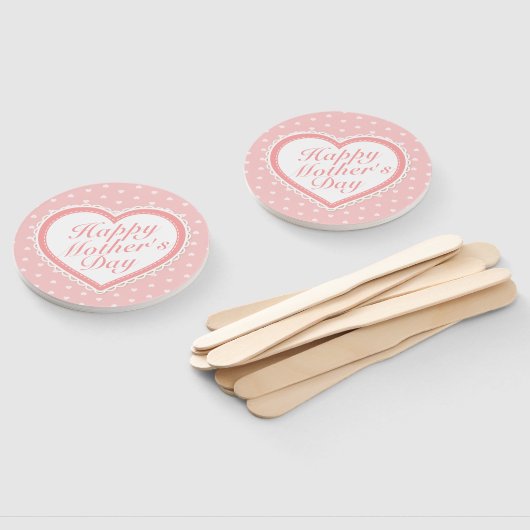 Elegant Happy Moederdag Pink Hearts Hand Fan Handwaaier (Niet-gemonteerd)