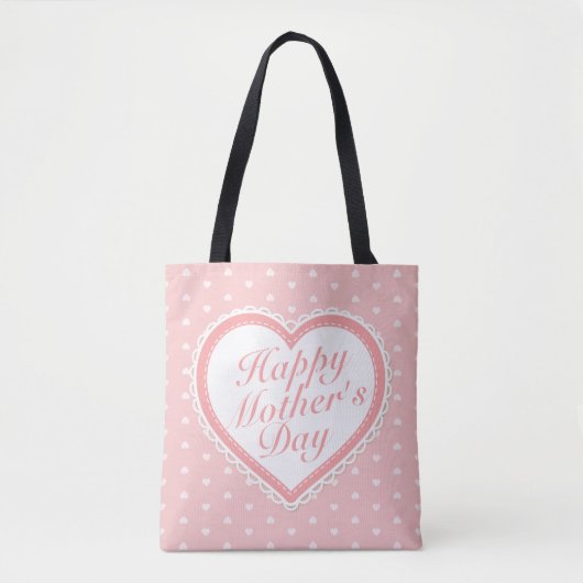 Elegant Happy Moederdag roze harten Canvas tas (Voorkant)