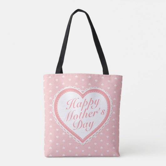 Elegant Happy Moederdag roze harten Canvas tas (Achterkant)