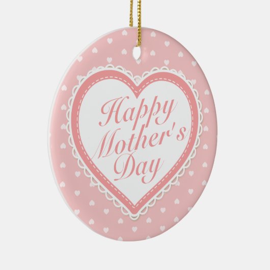 Elegant Happy Moederdag roze harten Ornament (Rechts)