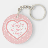 Elegant Happy Moederdag roze harten Sleutelhanger (Achterkant)