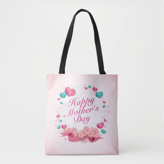 Elegant Happy Moederdag Snoep Harten Canvas tas (Voorkant)