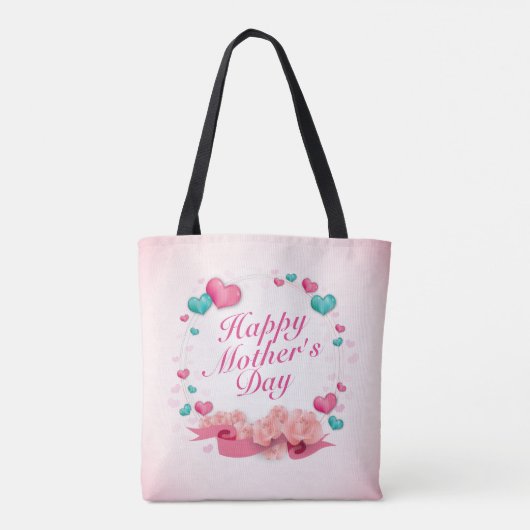 Elegant Happy Moederdag Snoep Harten Canvas tas (Achterkant)