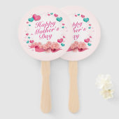 Elegant Happy Moederdag Snoep Harten Hand Fan Handwaaier (Voorkant en achterkant)
