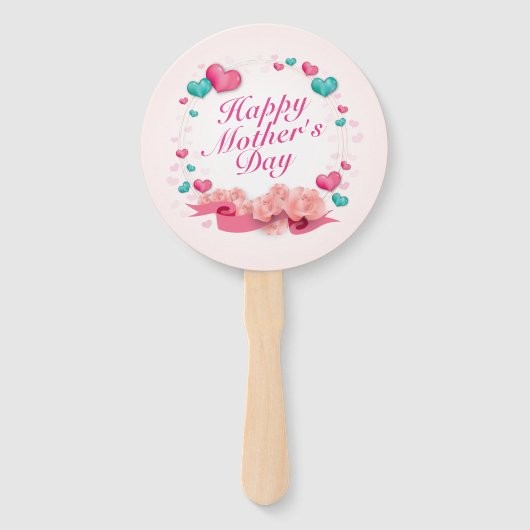 Elegant Happy Moederdag Snoep Harten Hand Fan Handwaaier (Voorkant)