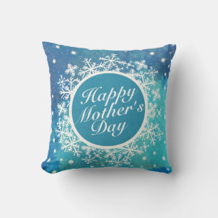 Elegant Happy Moederdag Snowflakes Lijst Pillow Kussen