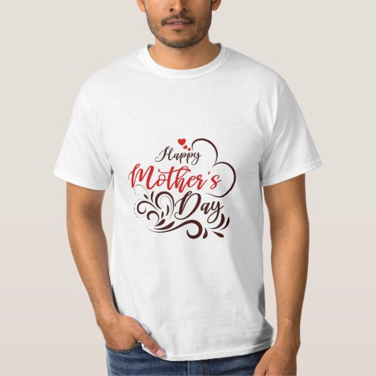 Elegant Happy Mother's Day Floral Heart T-shirt (Voorkant)