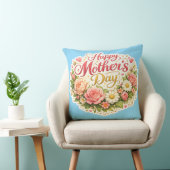 Elegant happy Mother's Day floral wreath Kussen (Stoel)