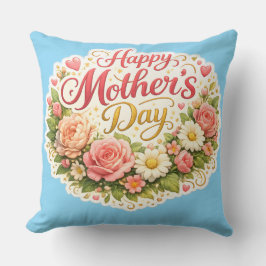 Elegant happy Mother's Day floral wreath Kussen