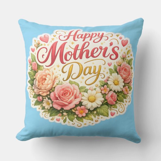 Elegant happy Mother's Day floral wreath Kussen (Voorkant)