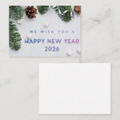 Elegant Happy New Year 2026 Flat Note Card Notitiekaartje (Voorkant / Achterkant)