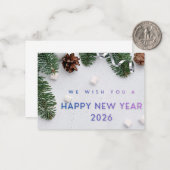 Elegant Happy New Year 2026 Flat Note Card Notitiekaartje (Voorkant / Achterkant in situ)