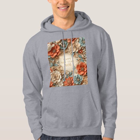 elegant happy new year floral hoodie (Voorkant)