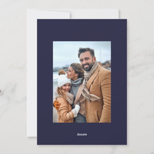 Elegant Happy New Year Script Foto Vakantie Kaart (Achterkant)