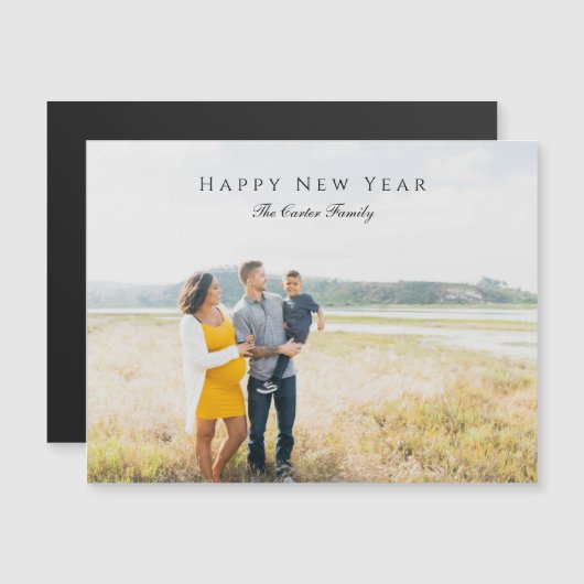 Elegant Happy New Year Script Foto Zwangerschap Ch (Voorkant / Achterkant)