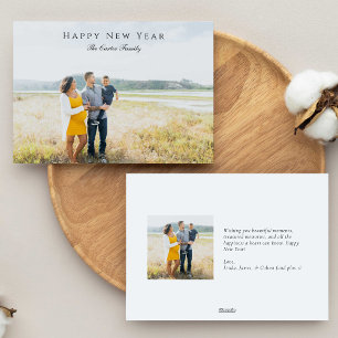 Elegant Happy New Year Script Foto Zwangerschap Ch Feestdagenkaart
