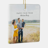 Elegant Happy New Year Script Foto Zwangerschap Ch Keramisch Ornament (Rechts)