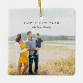 Elegant Happy New Year Script Foto Zwangerschap Ch Keramisch Ornament (Voorkant)