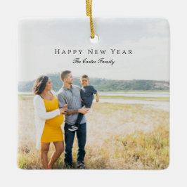 Elegant Happy New Year Script Foto Zwangerschap Ch Keramisch Ornament