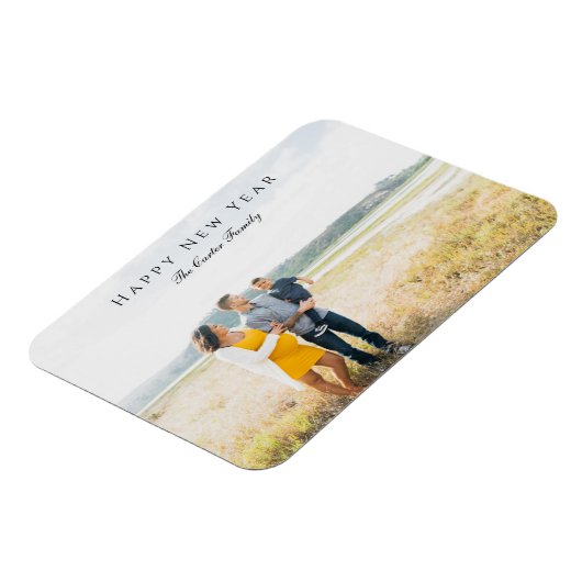 Elegant Happy New Year Script Foto Zwangerschap Ch Magneet (Linkerzijde)