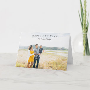 Elegant Happy New Year Script Photo Simple Chic Feestdagen Kaart