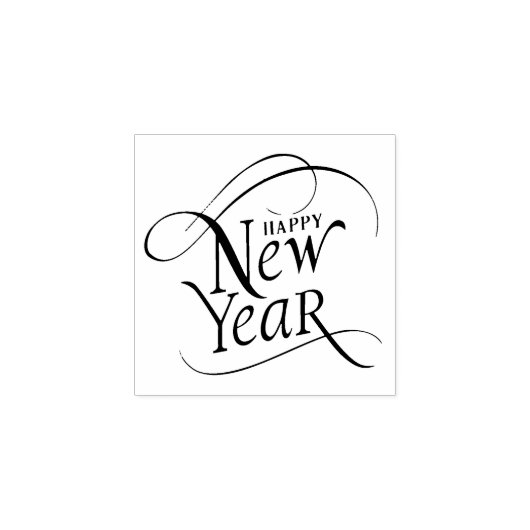 Elegant Happy New Year Script Rubberstempel (Afrduk)