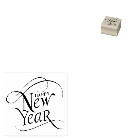 Elegant Happy New Year Script Rubberstempel (Gestempeld)
