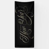 Elegant Happy New Year script Spandoek (Verticaal)