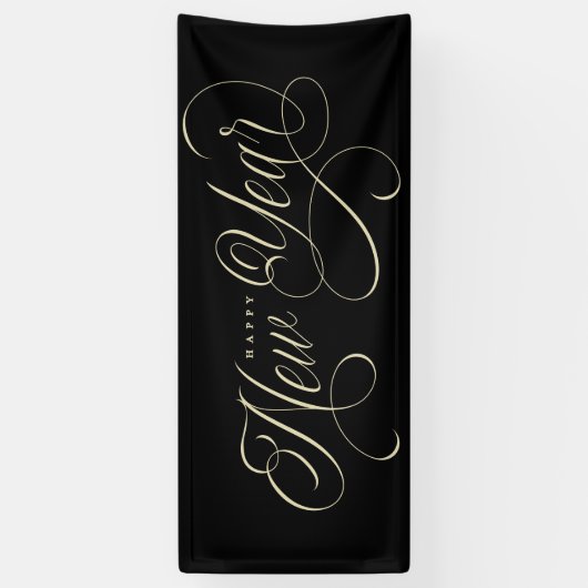 Elegant Happy New Year script Spandoek (Verticaal)