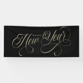 Elegant Happy New Year script Spandoek (Horizontaal)