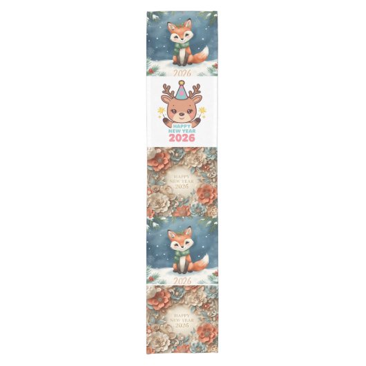 elegant happy new year table runner korte tafelloper (Voorkant)