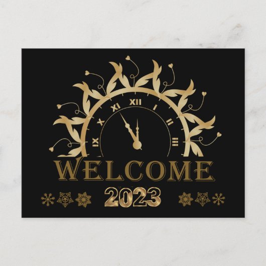 Elegant Happy Nieuwjaar 2023, Gold Glitter Festive Briefkaart (Voorkant)