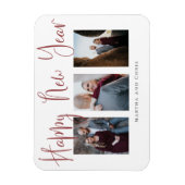 Elegant Happy Nieuwjaar Moderne Roze Foto Collage Magneet (Verticaal)