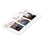 Elegant Happy Nieuwjaar Moderne Roze Foto Collage Magneet (Linkerzijde)