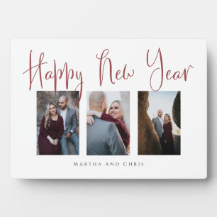 Elegant Happy Nieuwjaar Roos Gold Photo Collage Fotoplaat